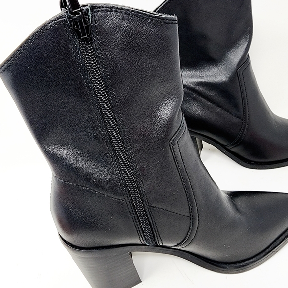 Express Booties black Leather Pointed Toe women's 6 - Picture 7 of 12